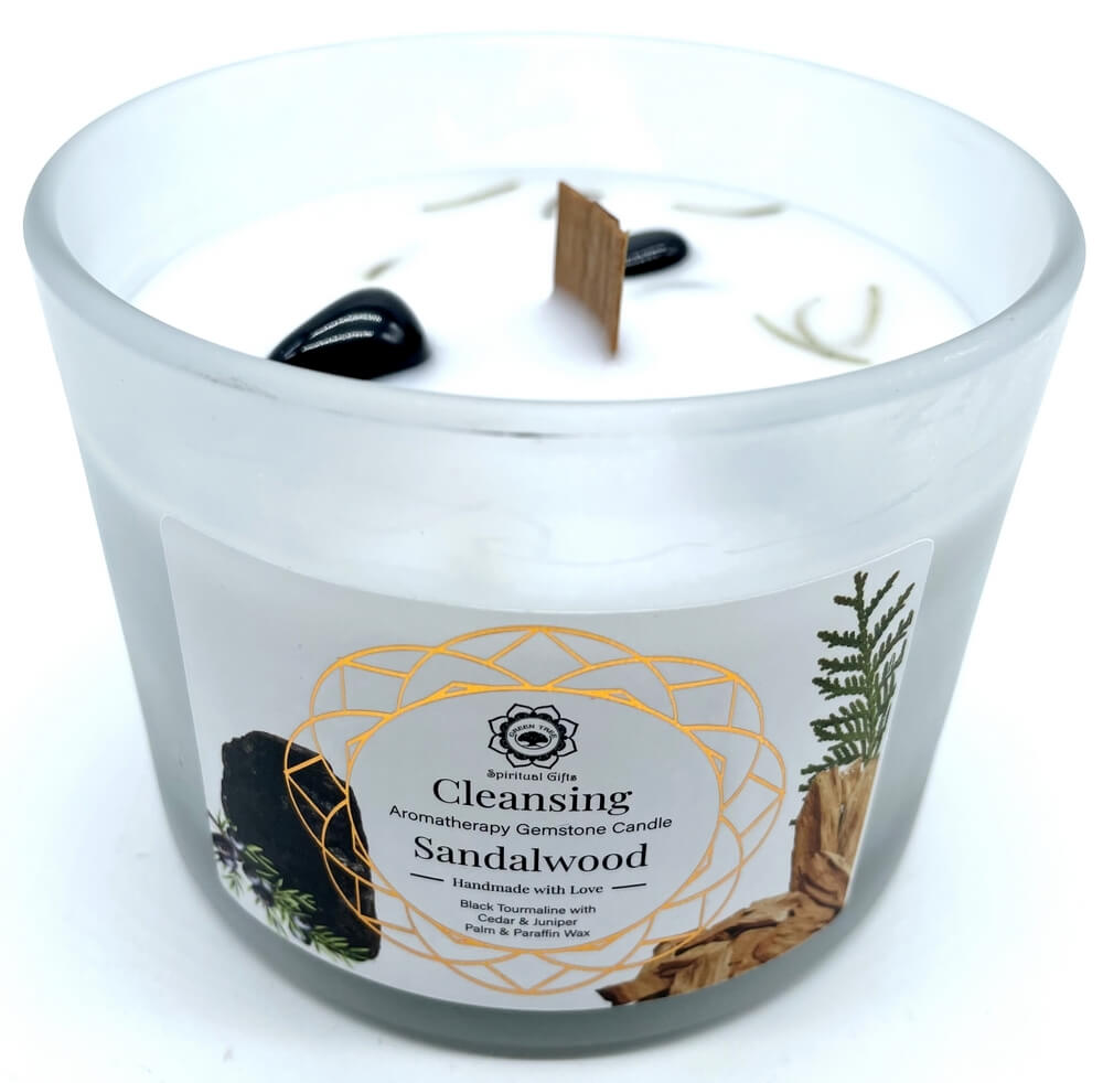 Bougie d'intention parfumée 'Nettoyage' Tourmaline Noire + Santal