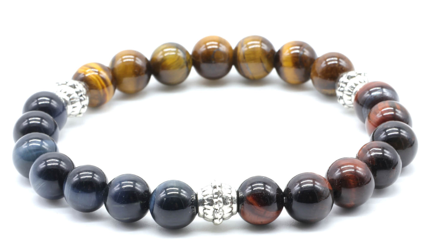 Bracelet Protection 7-mix 3 Oeils (tigre, boeuf, faucon) 8mm