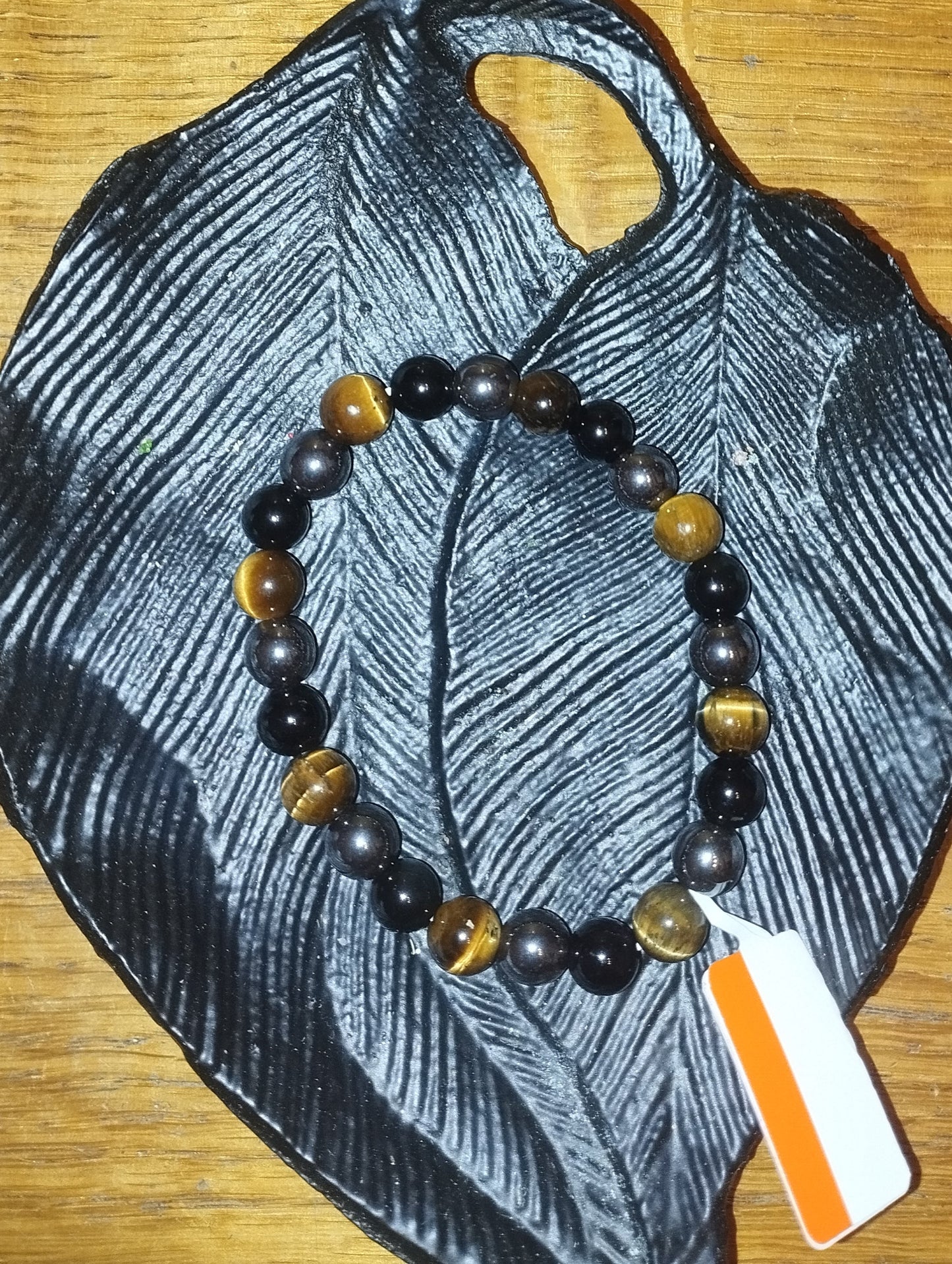 Bracelet oeil de tigre, hématite et obsidienne