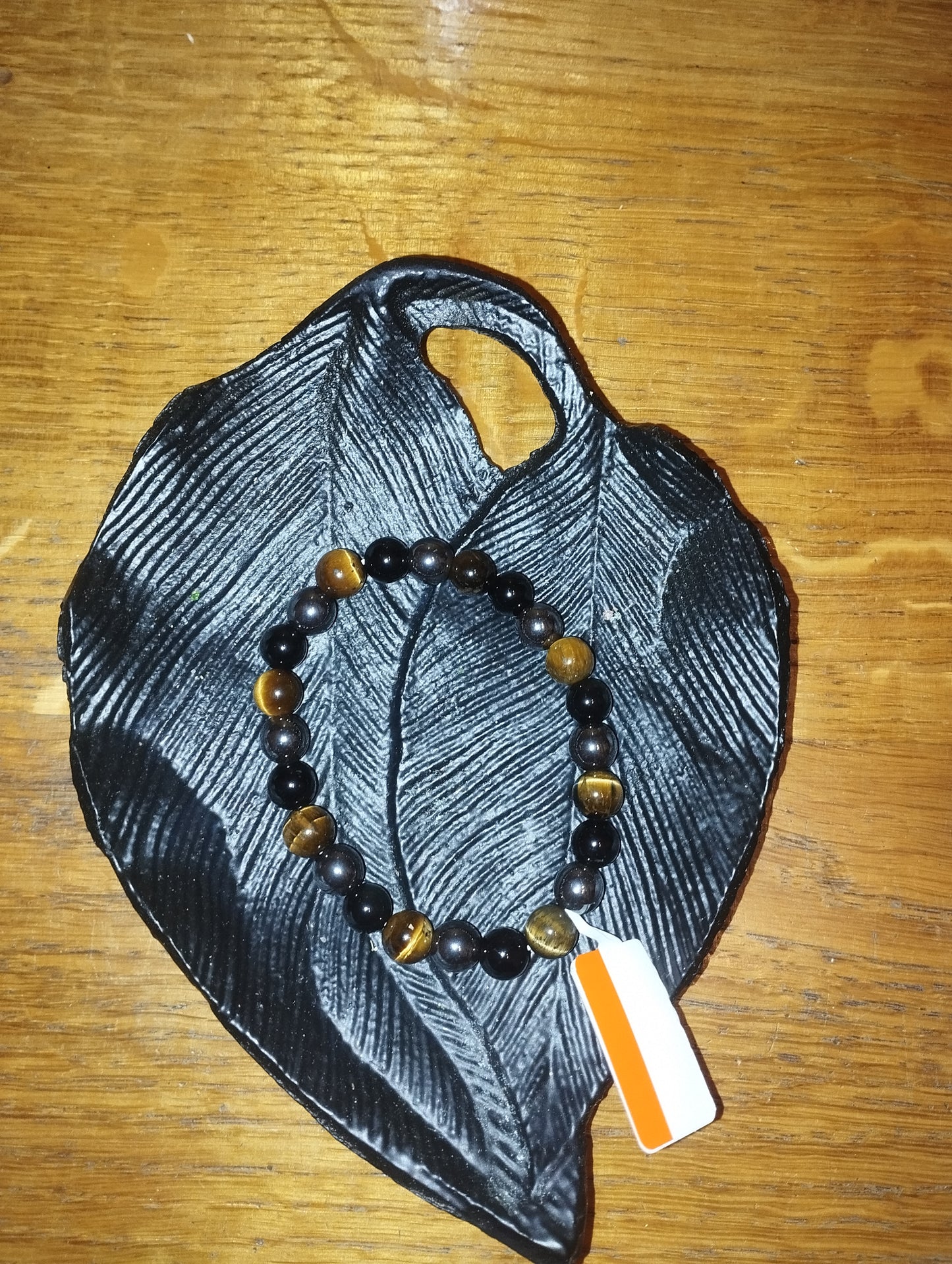 Bracelet oeil de tigre, hématite et obsidienne