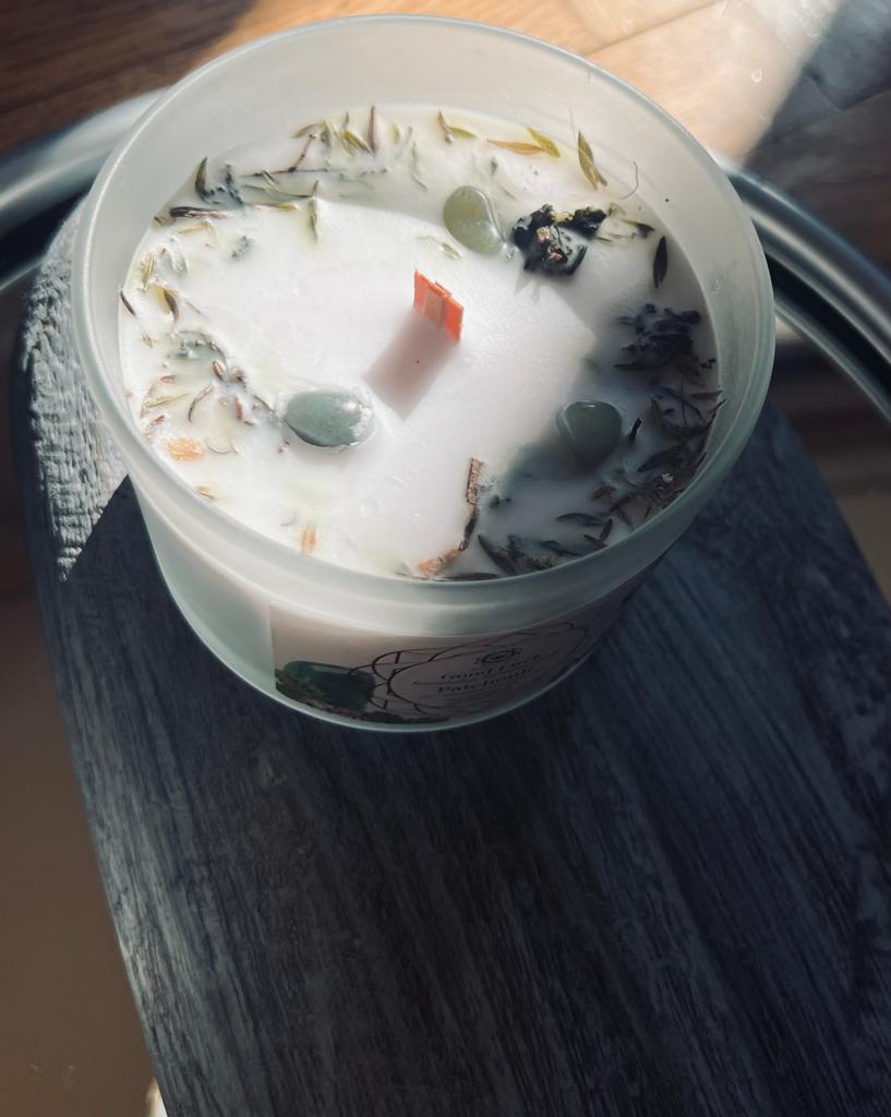 🕯️ Bougie Parfumée Chance – Aventurine Verte & Patchouli – 256 g