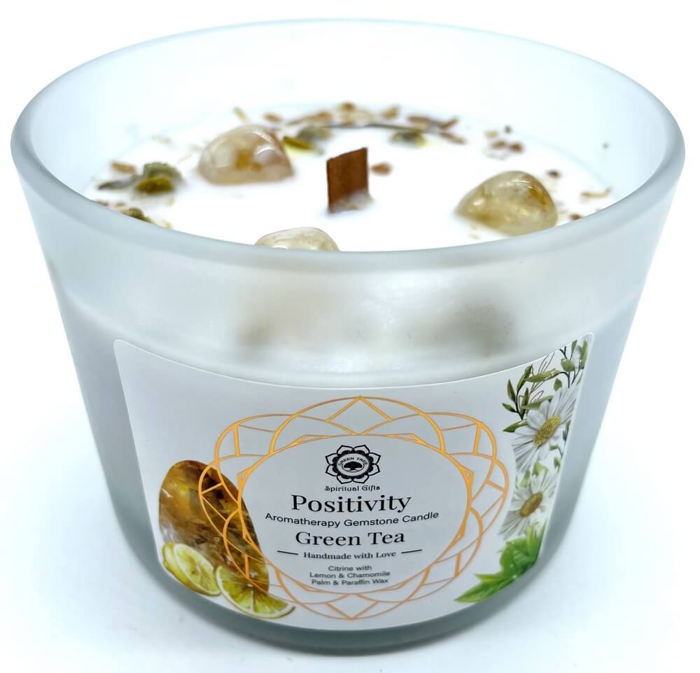 Bougie parfumée "Positivité"  Citrine & Thé vert 256g